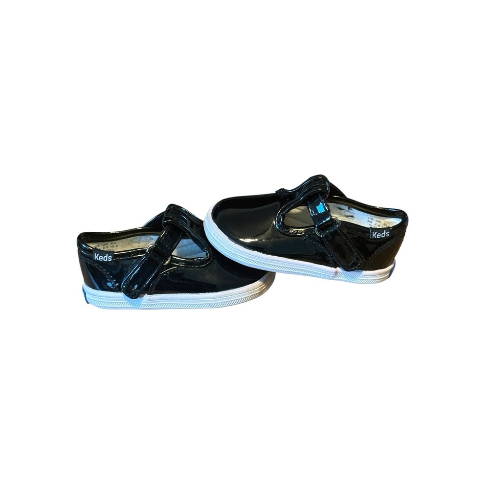 Keds Patent Black Leather Cap T-Strap Toddler Girls Sneakers Size 3M